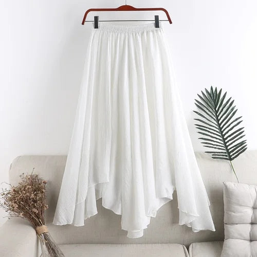 KARLA - Elegante halflange linnen rok