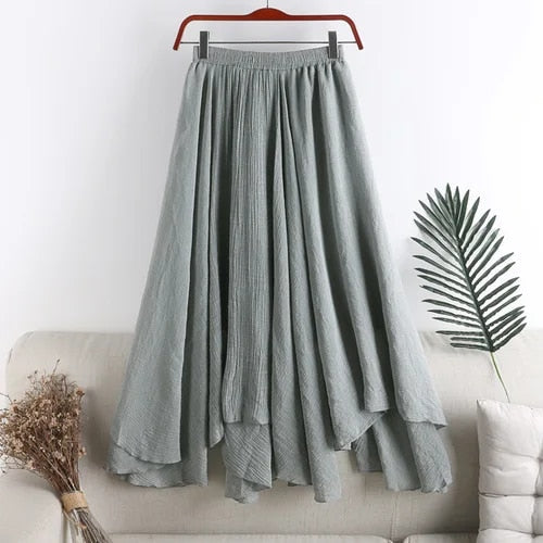KARLA - Elegante halflange linnen rok