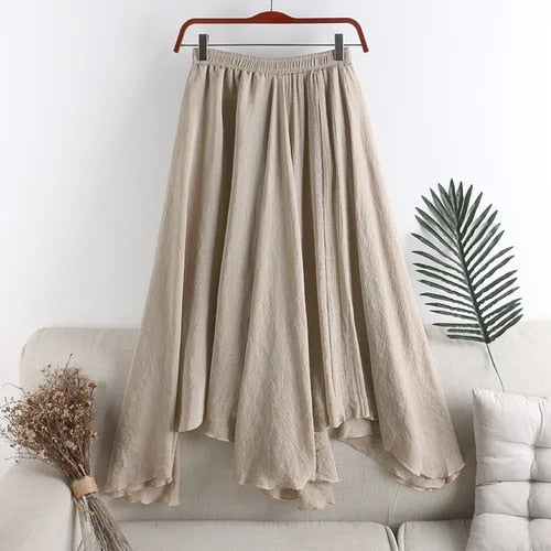 KARLA - Elegante halflange linnen rok