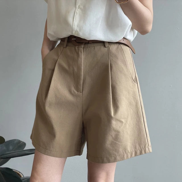 Puck - Katoenen short met hoge taille en wijde pijpen voor dames