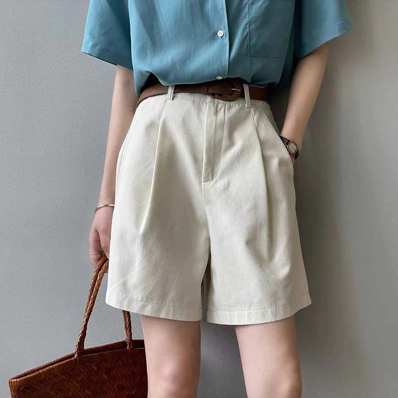 Puck - Katoenen short met hoge taille en wijde pijpen voor dames