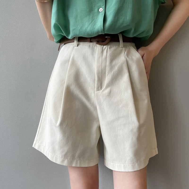 Puck - Katoenen short met hoge taille en wijde pijpen voor dames