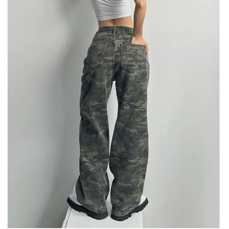 WILLEMINA - Dames Y2K Camouflage Broek met Lage Taille