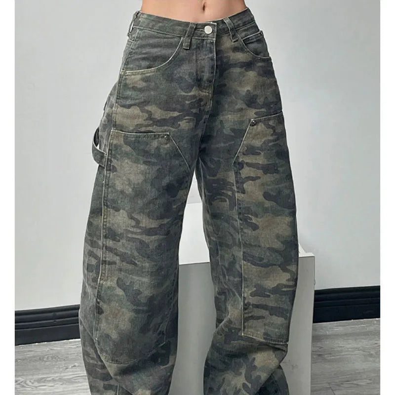 WILLEMINA - Dames Y2K Camouflage Broek met Lage Taille