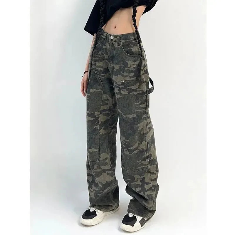 WILLEMINA - Dames Y2K Camouflage Broek met Lage Taille