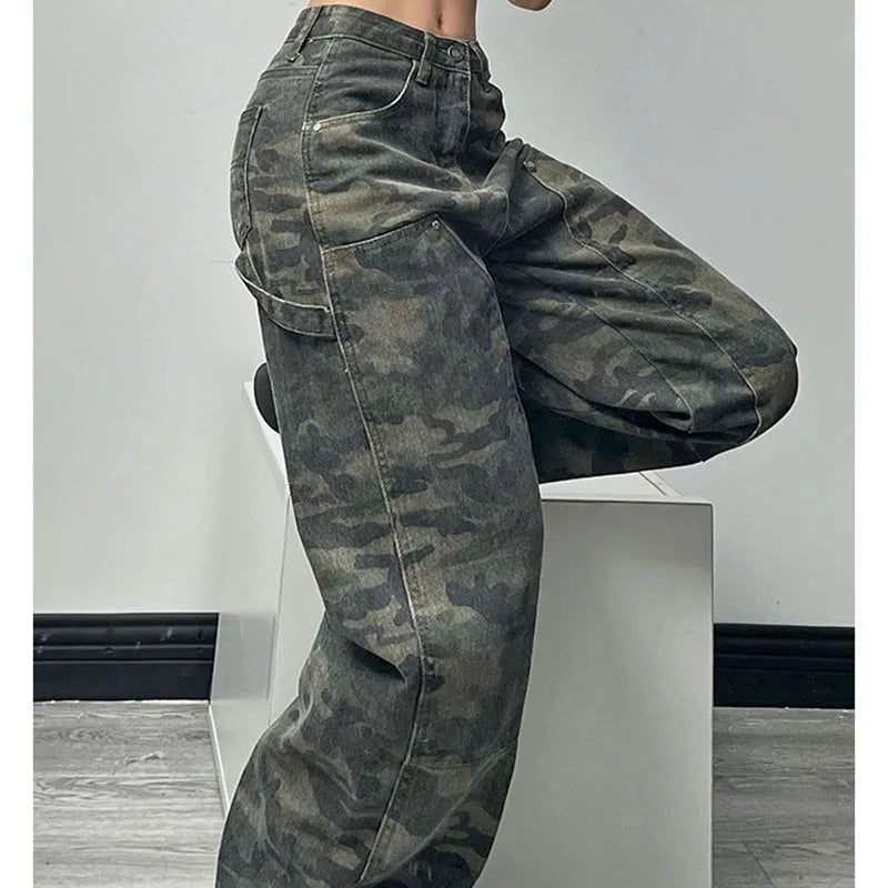 WILLEMINA - Dames Y2K Camouflage Broek met Lage Taille