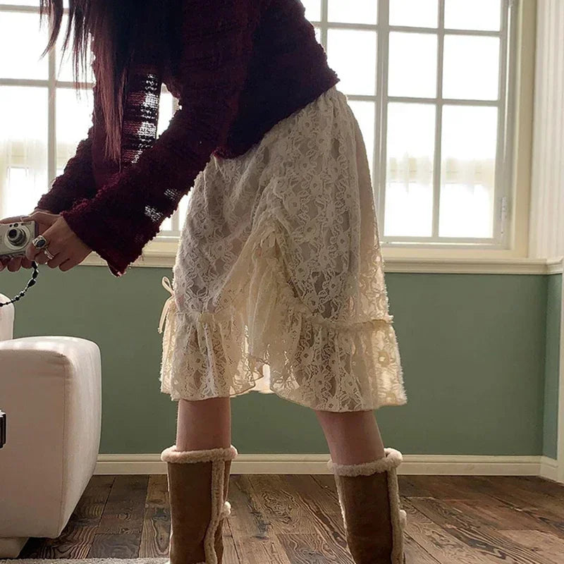 SIONED - Vintage Boho Midi-rok