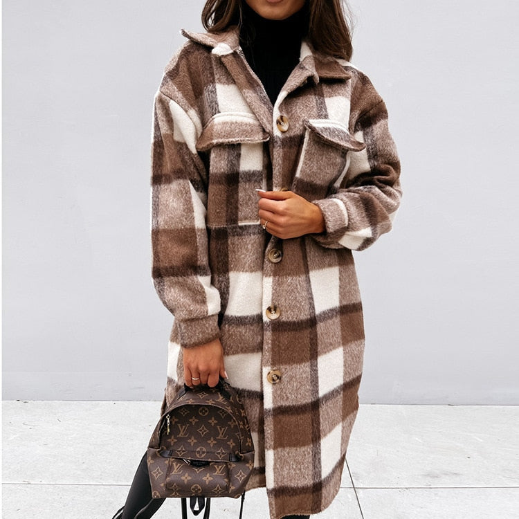 PETRA - Geruite Jas met knopen - Stijlvolle damesmode voor herfst en winter
