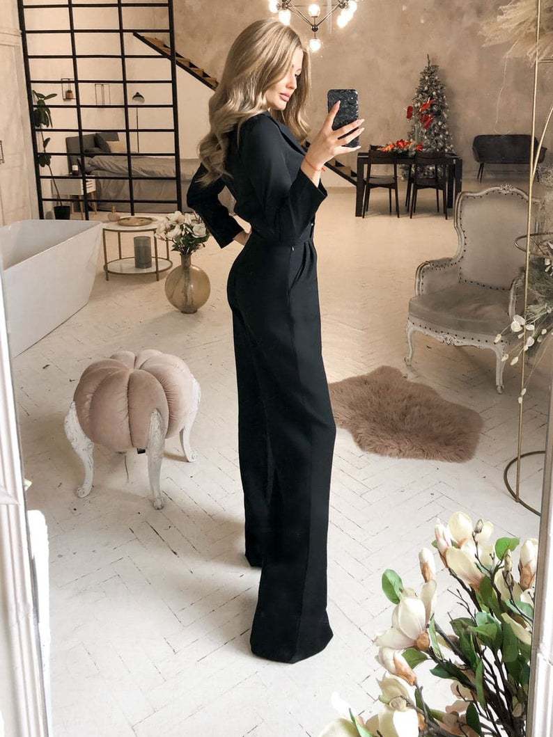 LINA - Op maat gemaakte jumpsuit met lange mouwen voor dames