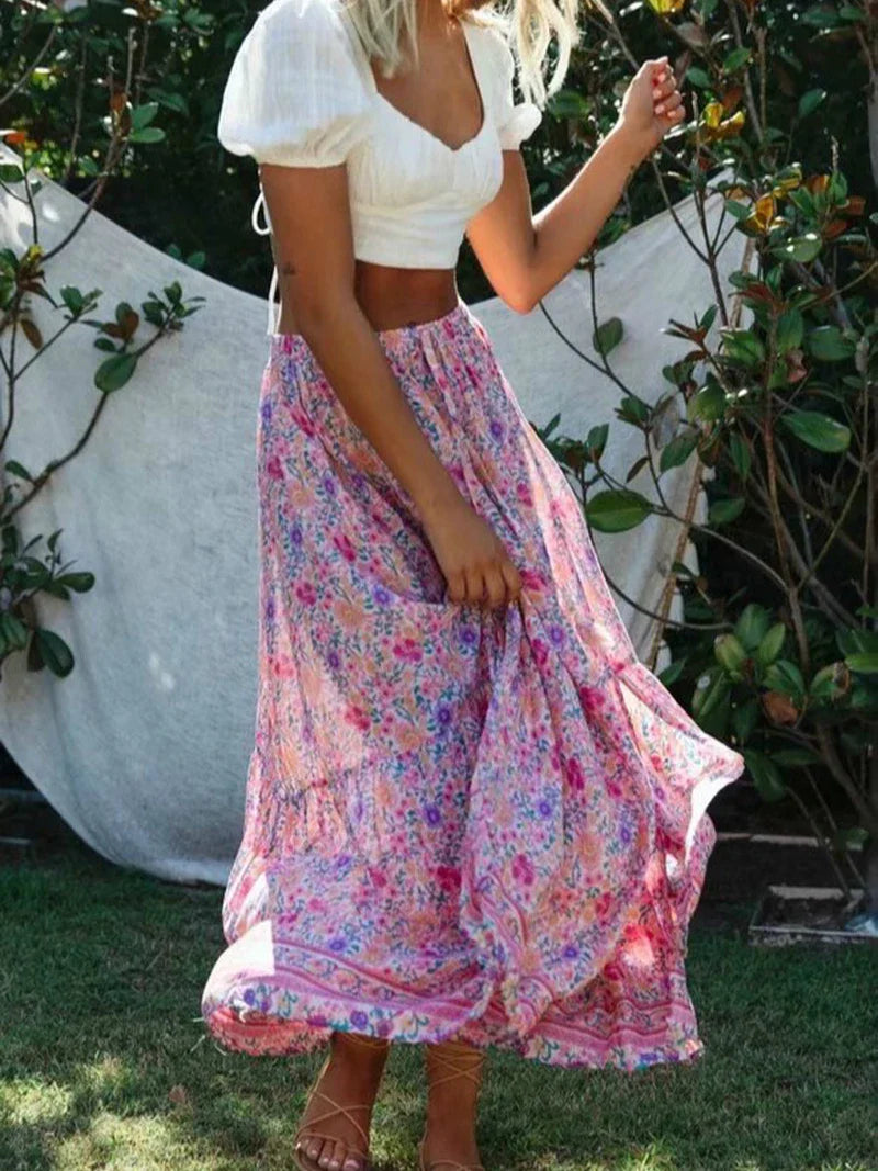 LUNED - Vintage Bloemenprint Rok