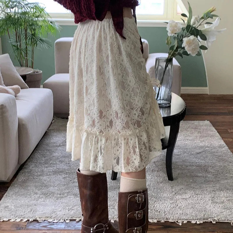 SIONED - Vintage Boho Midi-rok