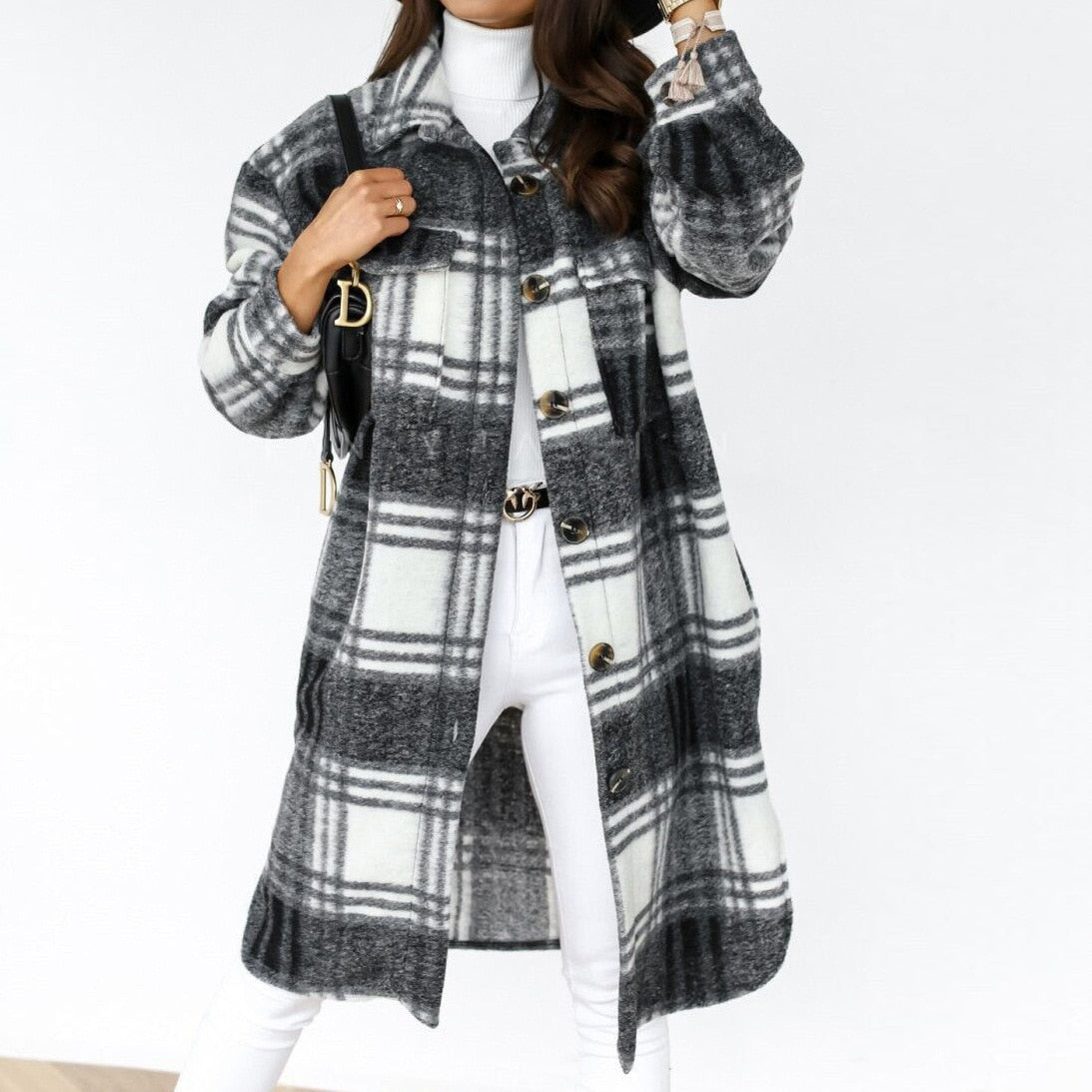PETRA - Geruite Jas met knopen - Stijlvolle damesmode voor herfst en winter
