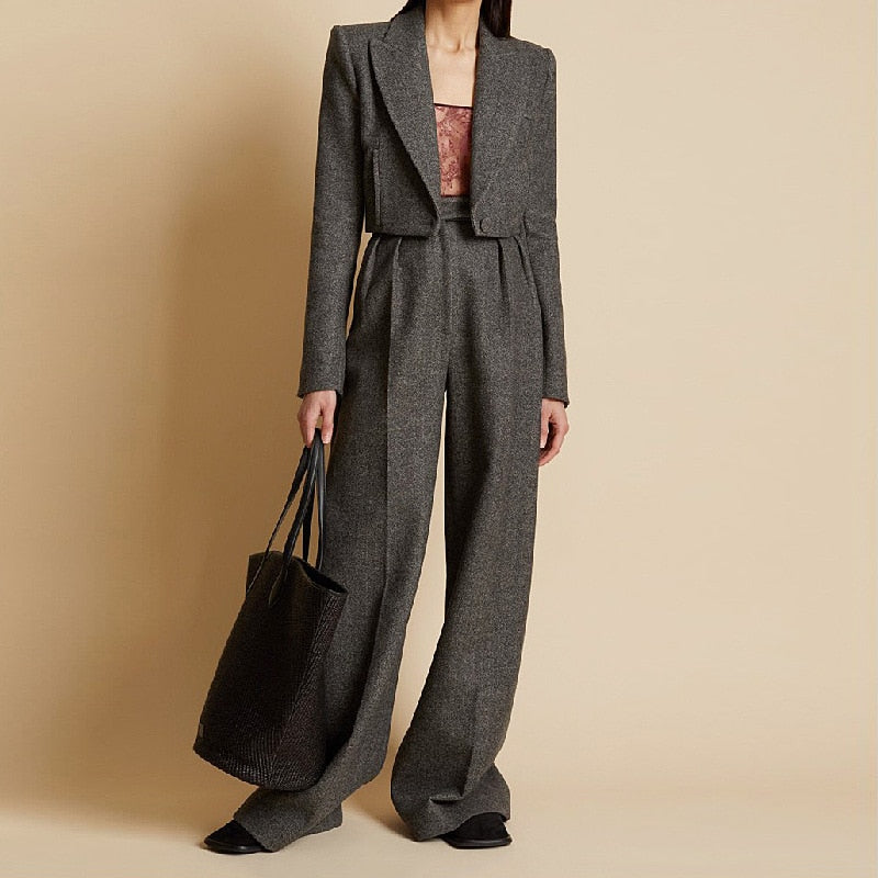 EMMA - Wijde damesbroek - High waist broek met wijde pijpen