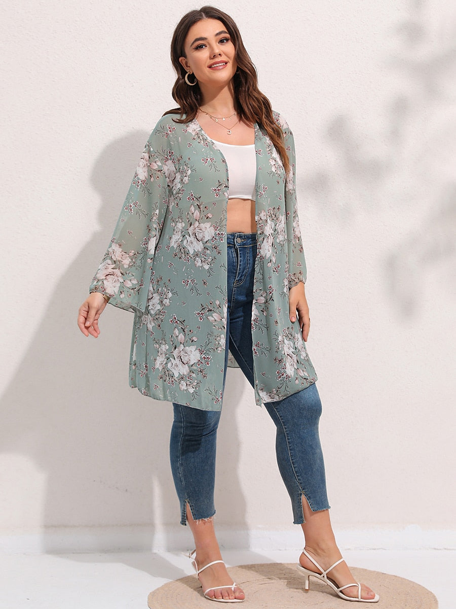 KLARA - Artistieke Kimono Comfort: Plus size Chiffon Kimono