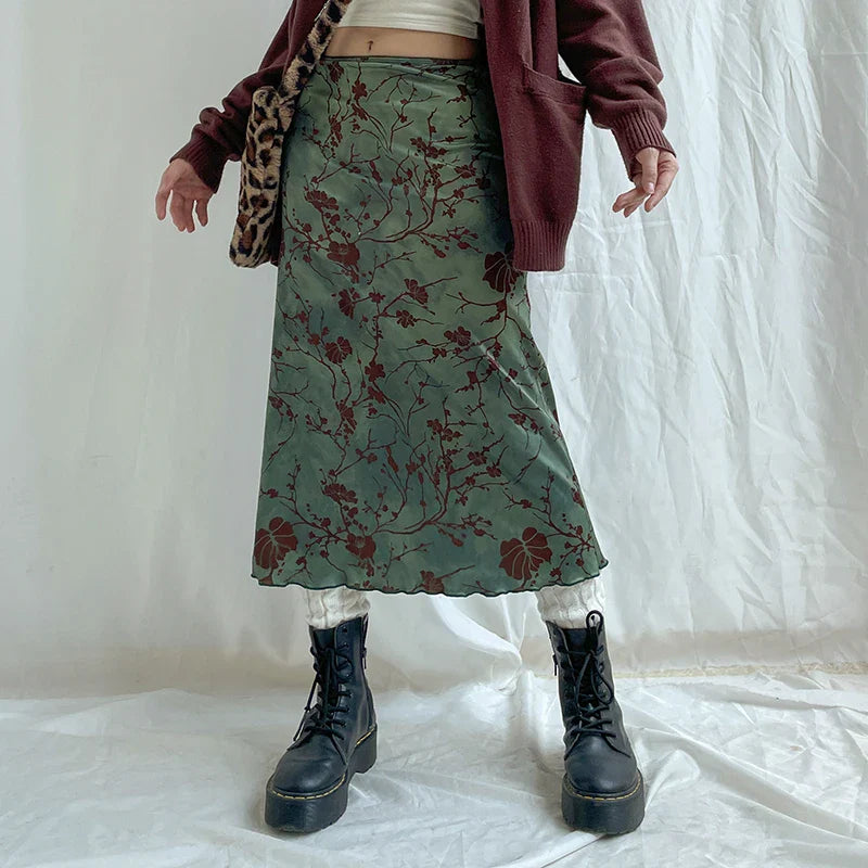 ORIN - Vintage Midi-Rok met Bloemenprint
