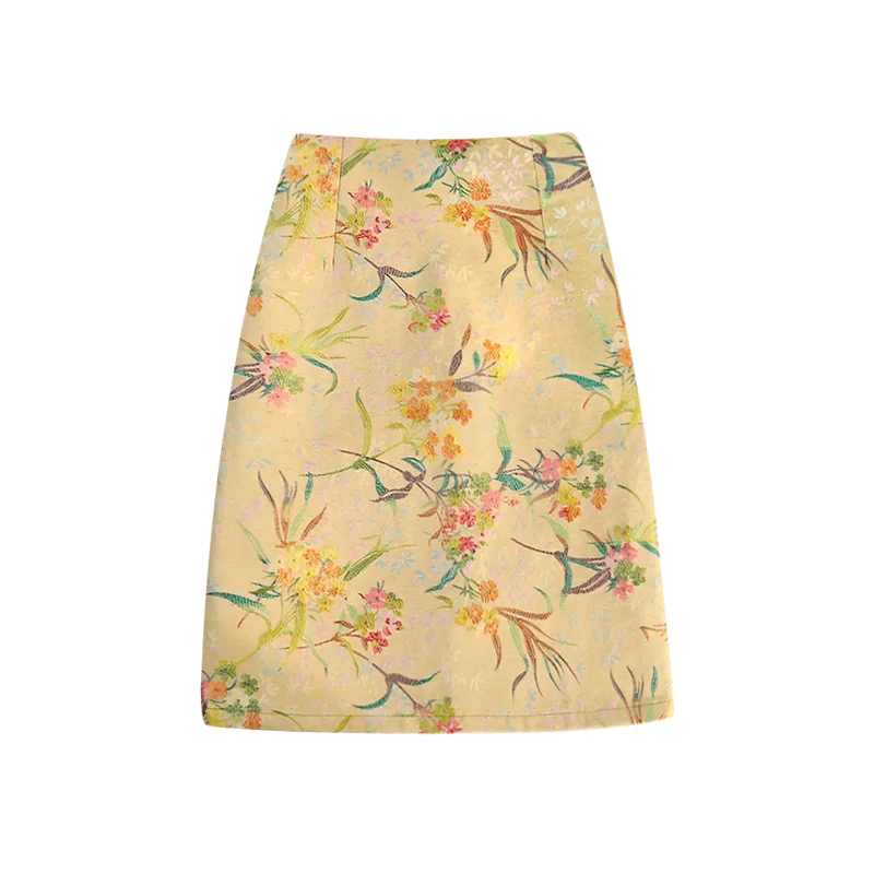 LILIBETH - Vintage Lange Rok met Bloemenprint