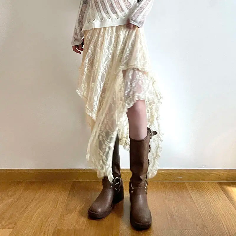 OLWYN - Vintage Kant Midi-rok