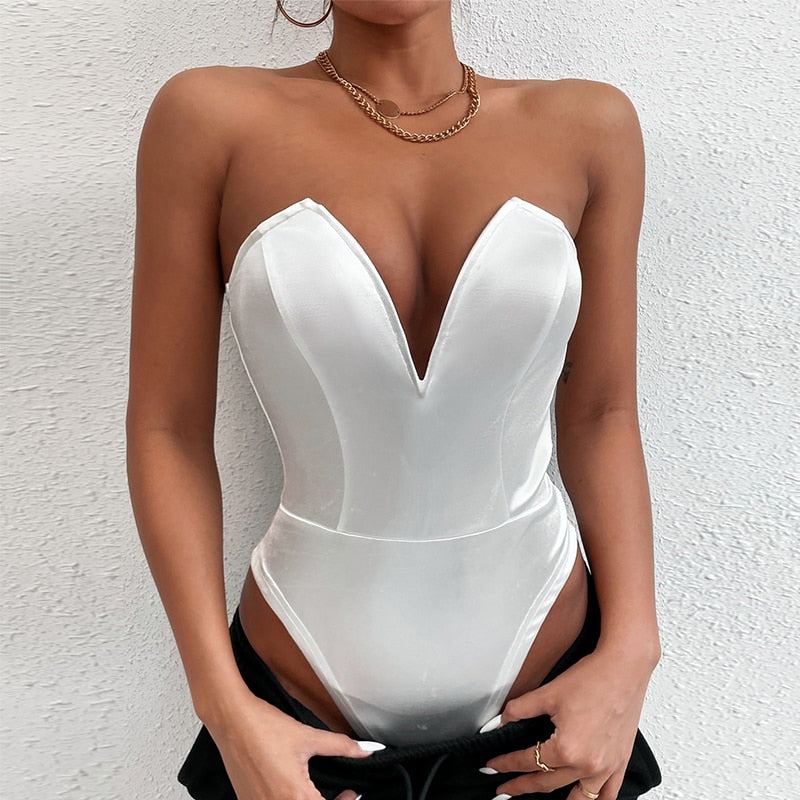 MAREIKE - Strapless satijnen bodysuit