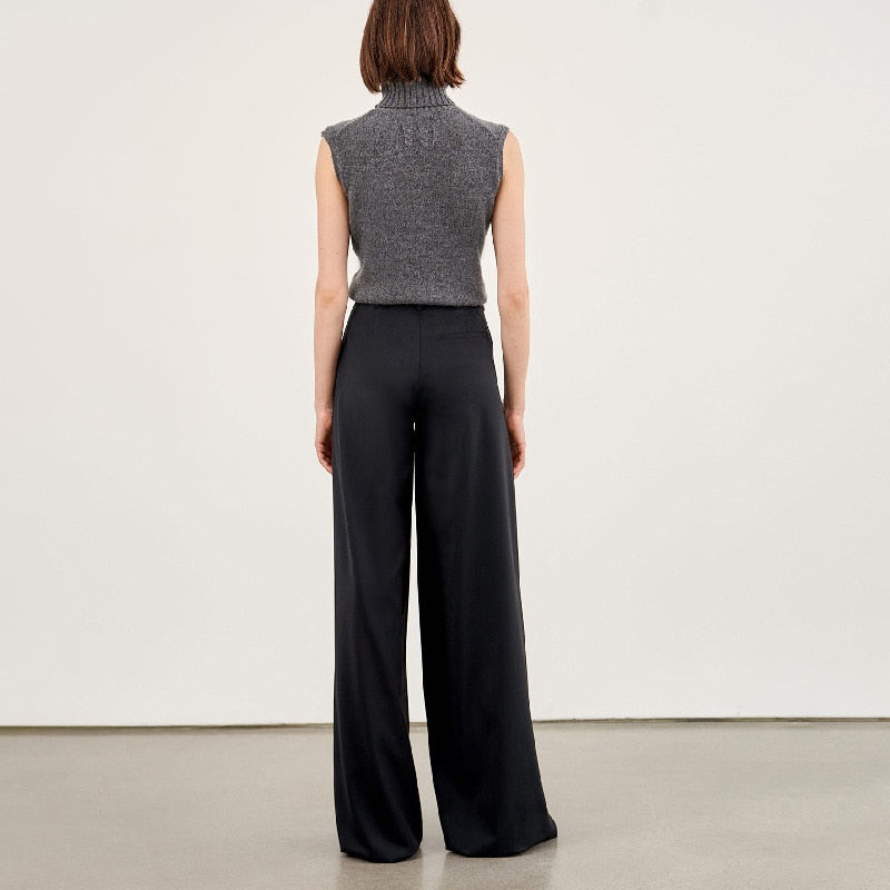 EMMA - Wijde damesbroek - High waist broek met wijde pijpen