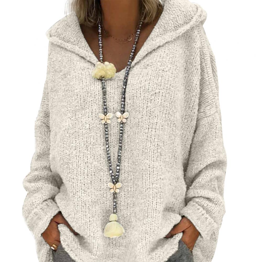 SOPHIE - damestrui - Losse gebreide trui met capuchon voor herfst en winter