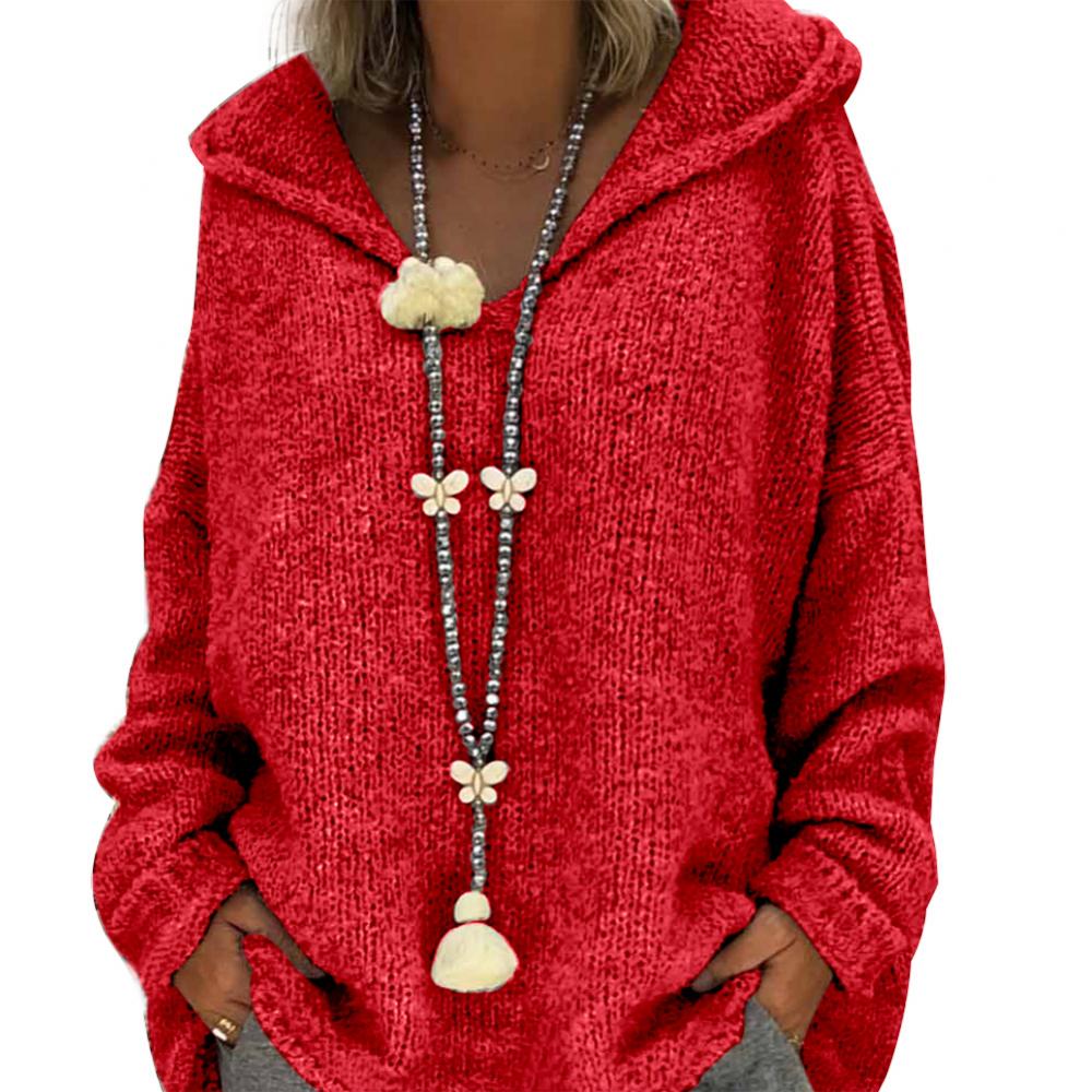 SOPHIE - damestrui - Losse gebreide trui met capuchon voor herfst en winter