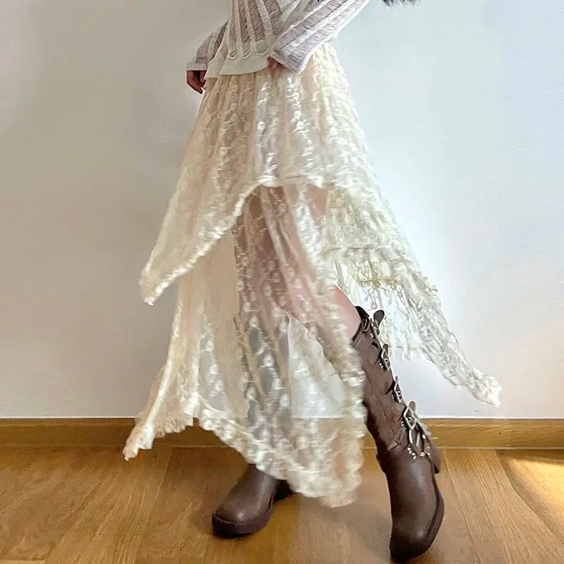 OLWYN - Vintage Kant Midi-rok