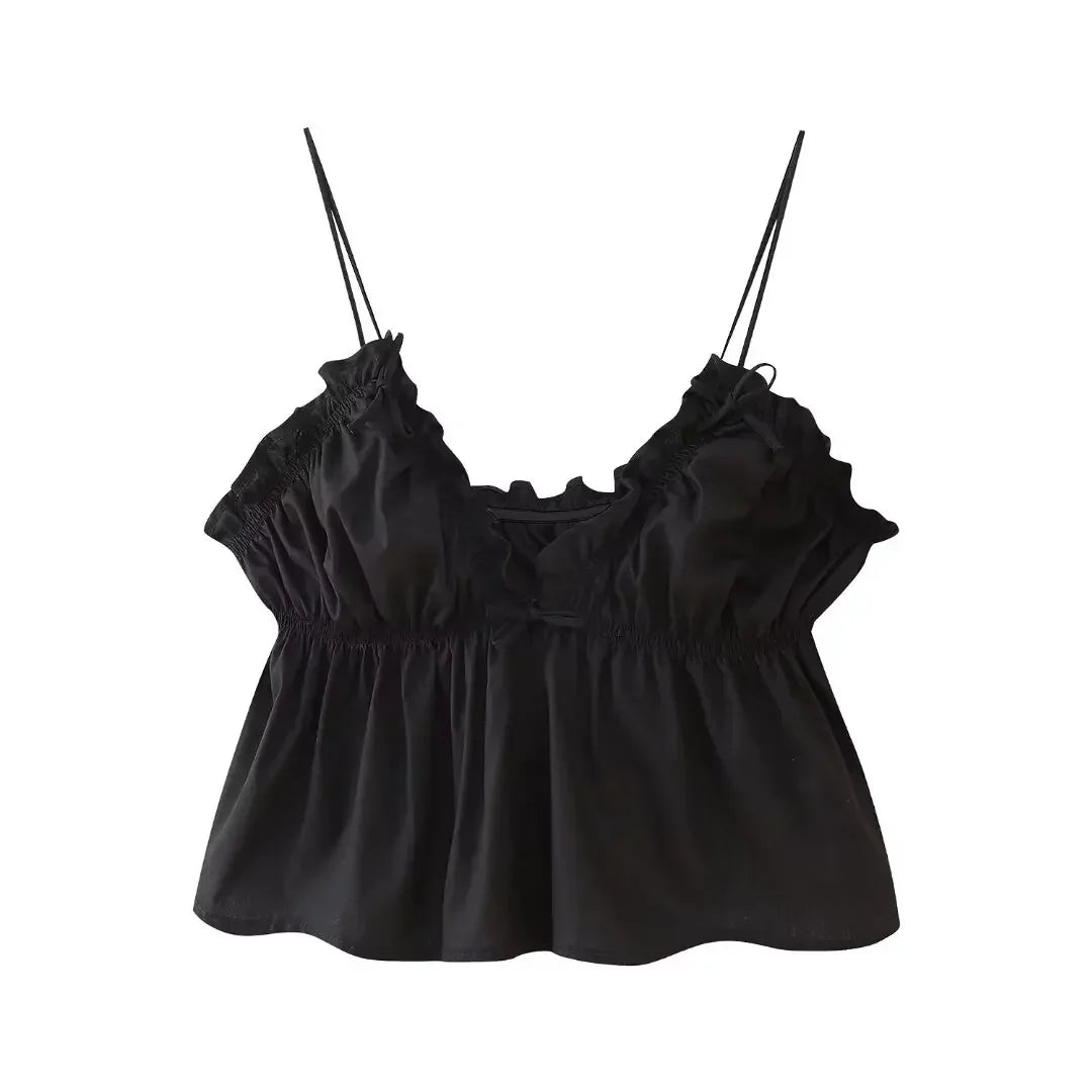 FERN - Rugloos Crop Top met Strik en Vetersluiting