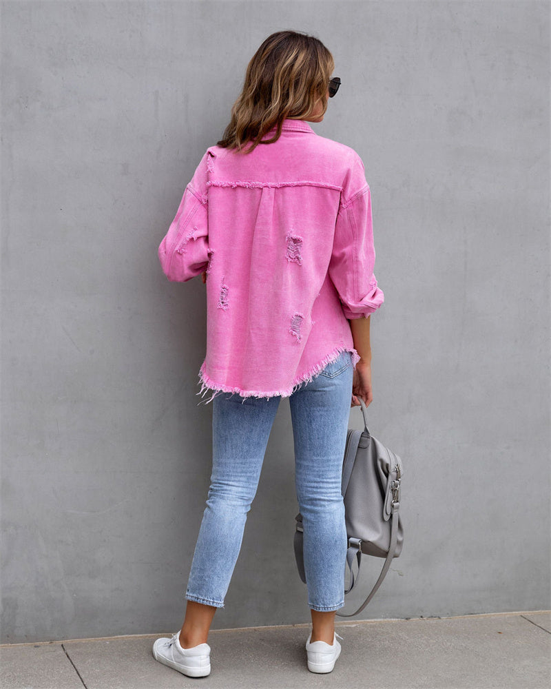 SOPHIA - dames geraffelde denim jas