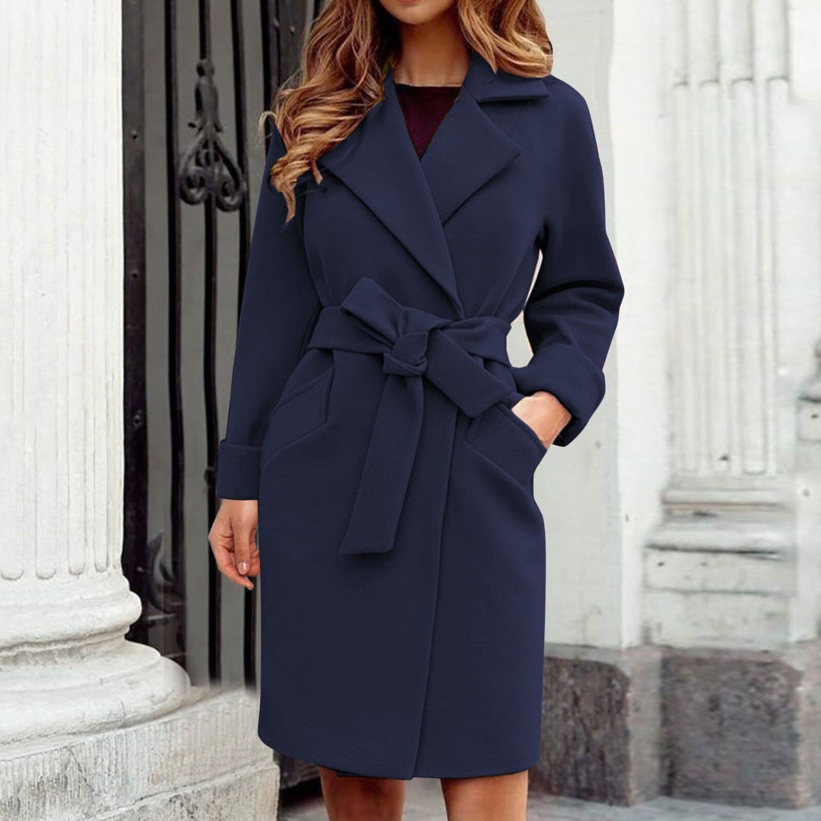 KARINA - Lange trenchcoat winterjas met knoopsysteem in felle kleuren