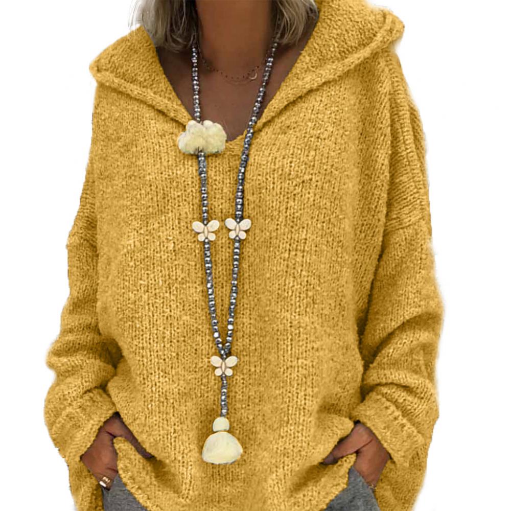 SOPHIE - damestrui - Losse gebreide trui met capuchon voor herfst en winter