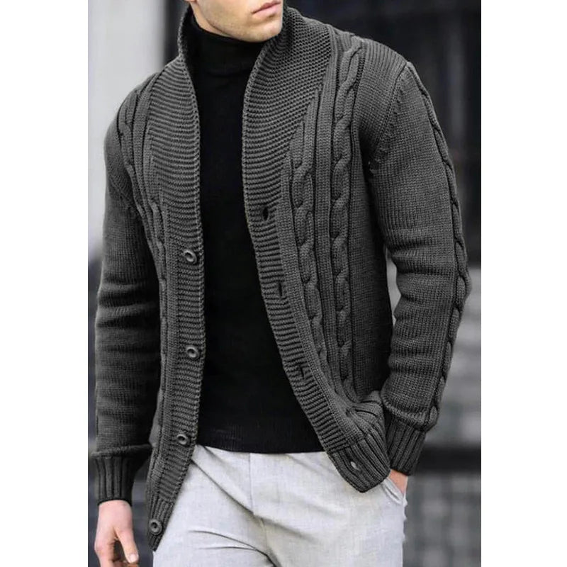 ARON - Heren Gebreide Vestmantel