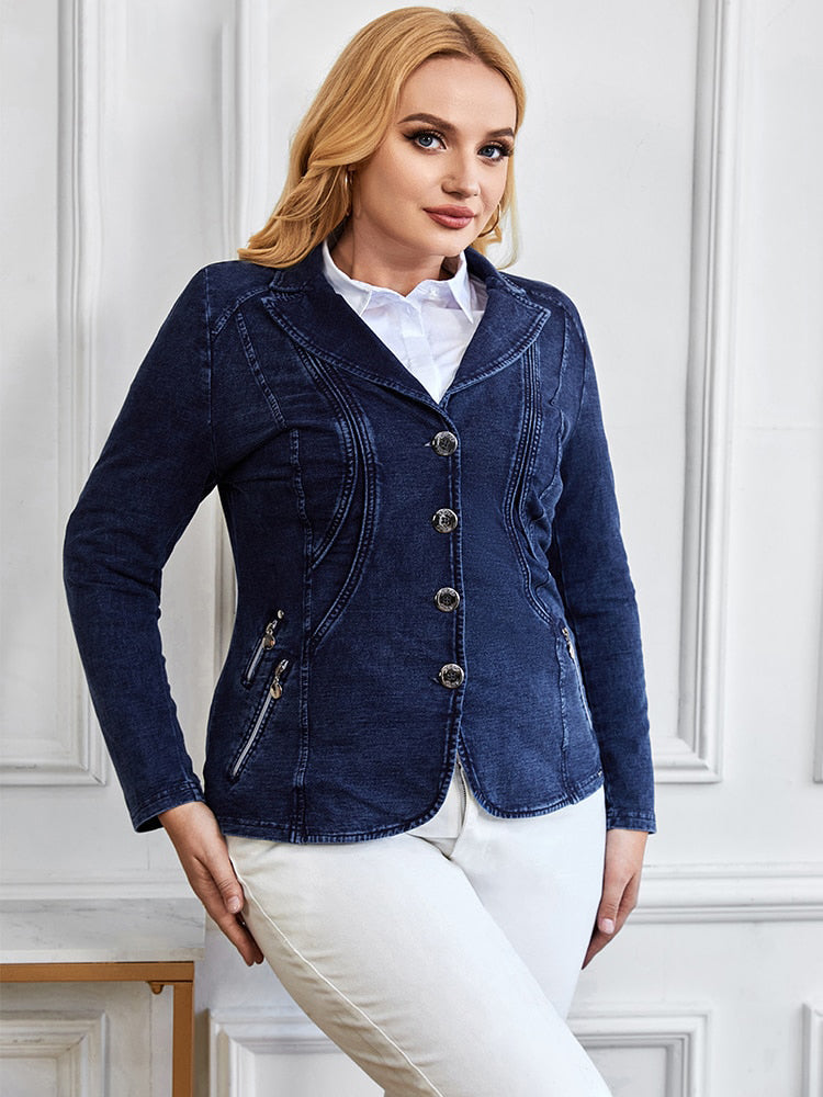 HANNA - plus-size damespak gemaakt van katoenen breisel