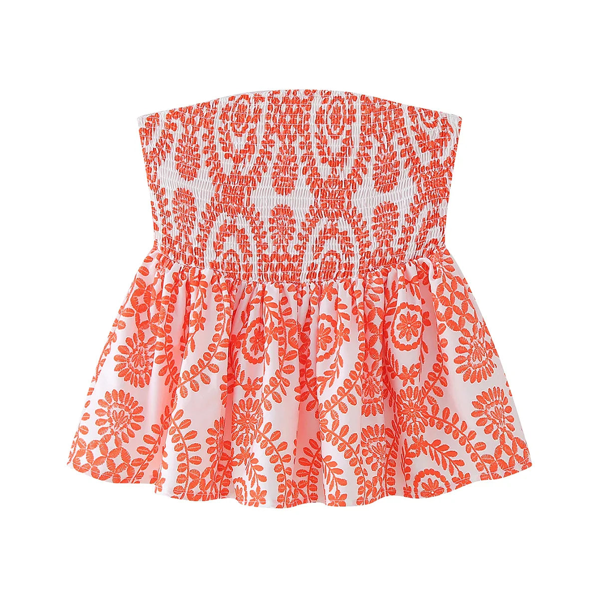 ERIKA - Bloemen Gesmokt Bandeau Crop Top