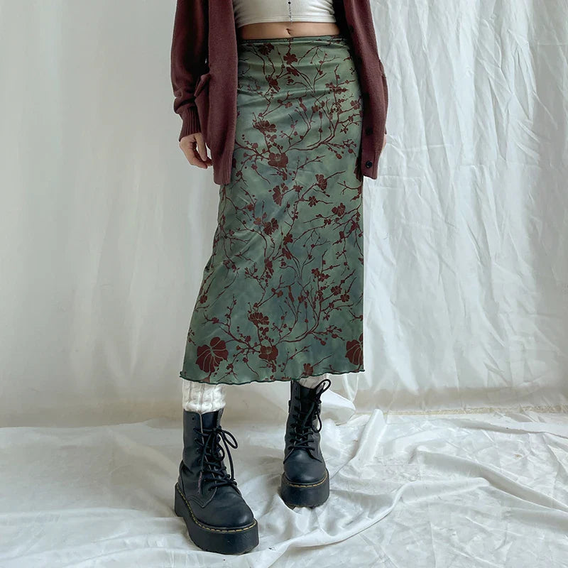 ORIN - Vintage Midi-Rok met Bloemenprint