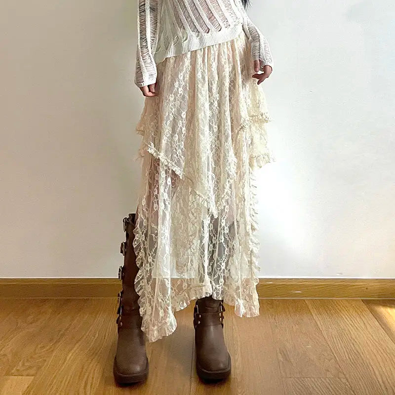 OLWYN - Vintage Kant Midi-rok