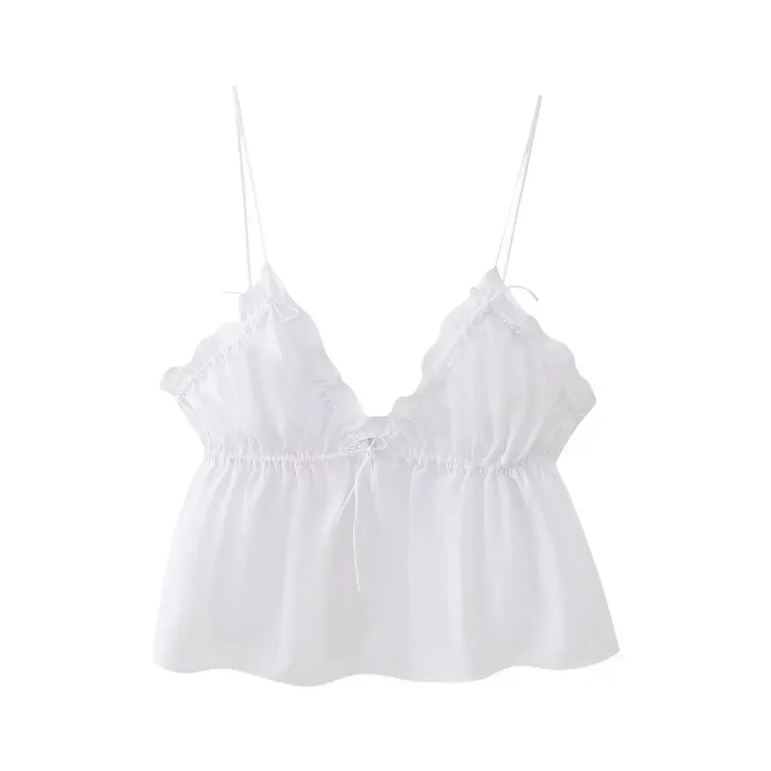 FERN - Rugloos Crop Top met Strik en Vetersluiting