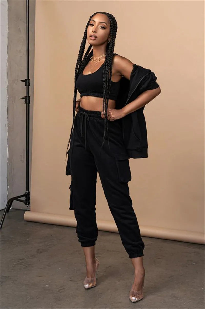 THERESIA - Dames Jogger Sweatpants met hoge taille en trekkoordsluiting