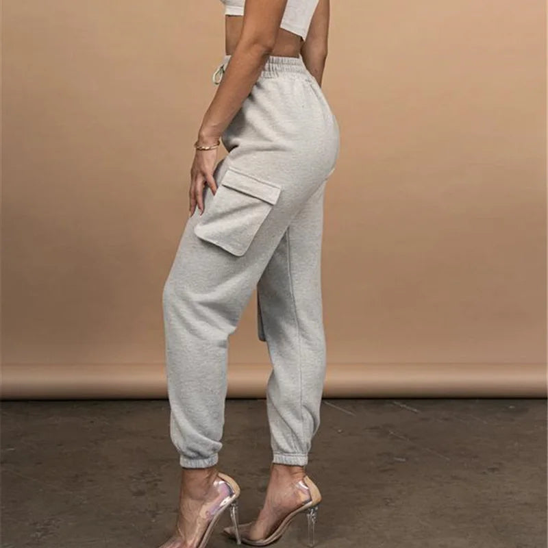 THERESIA - Dames Jogger Sweatpants met hoge taille en trekkoordsluiting