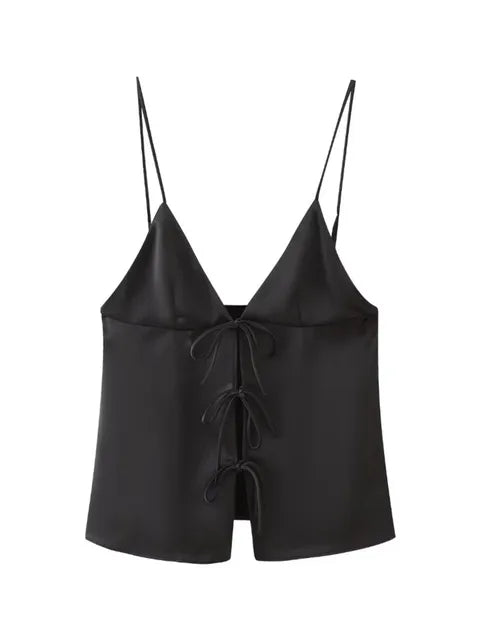 Julia - Dames Zomerse Camis met V-hals, Open rug en Knoopontwerp