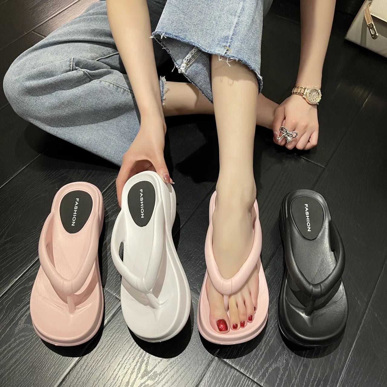 MARIJE - Zomer Wig Flip Flops met Antislip Plateau Sandalen voor Vrouwen