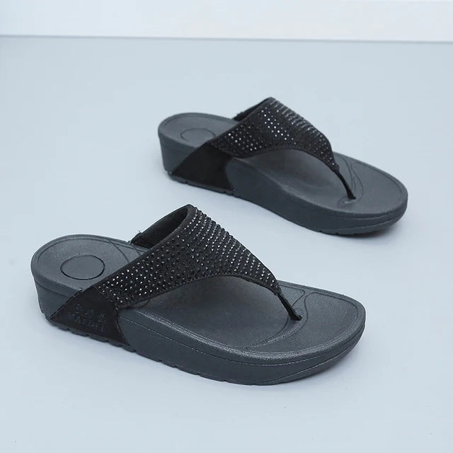 WILMA - Zomerslippers met strass en plateauzool voor dames