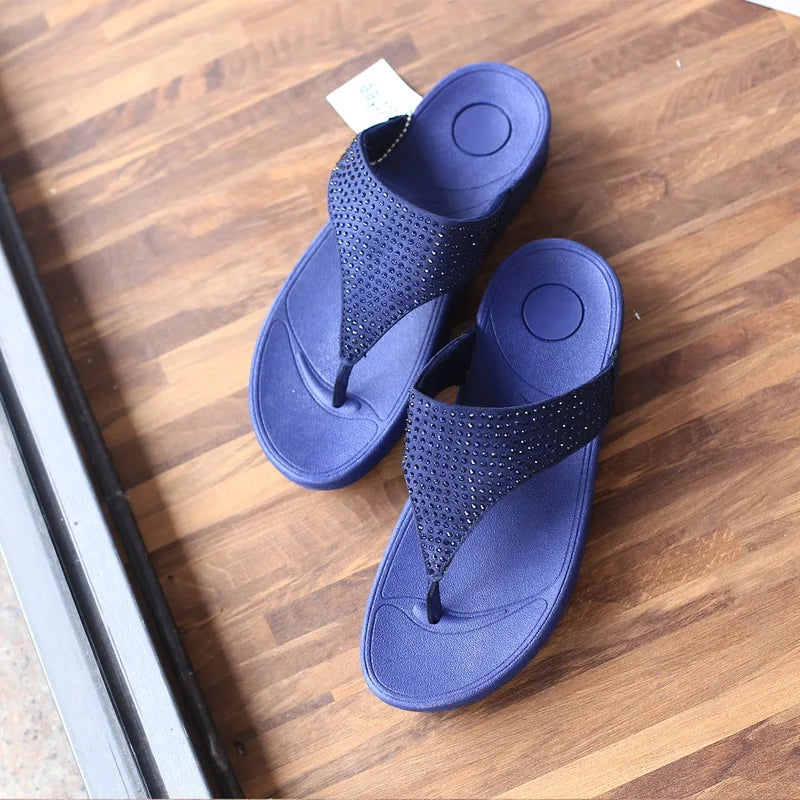 WILMA - Zomerslippers met strass en plateauzool voor dames