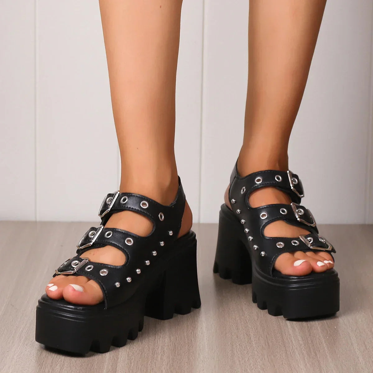 Dames Platform Sandalen | Verstelbare Gespen | Chunky Hakken | Trendy Zomer Schoenen
