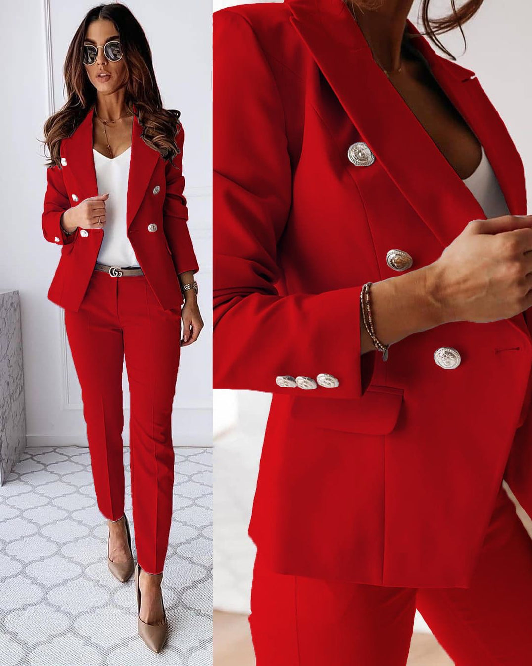 GRETA - Modieuze tweedelige set met jas en broek
