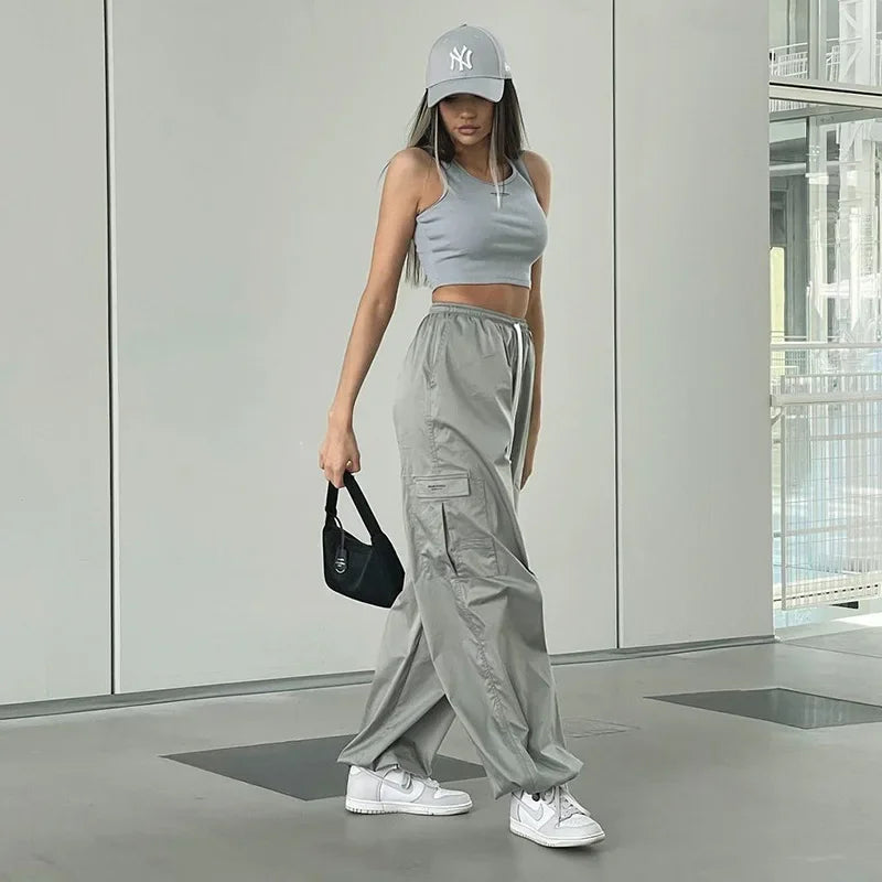 MEREL - Dames Hoge Taille Losse Casual Cargo Broek