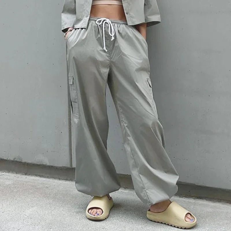 MEREL - Dames Hoge Taille Losse Casual Cargo Broek