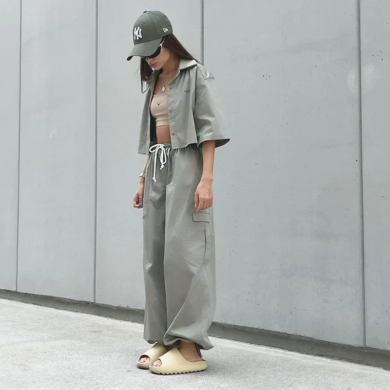 MEREL - Dames Hoge Taille Losse Casual Cargo Broek