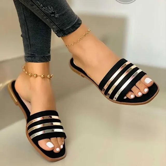 AGATHA - Dames Zomer Sandalen met Metalen Strepen