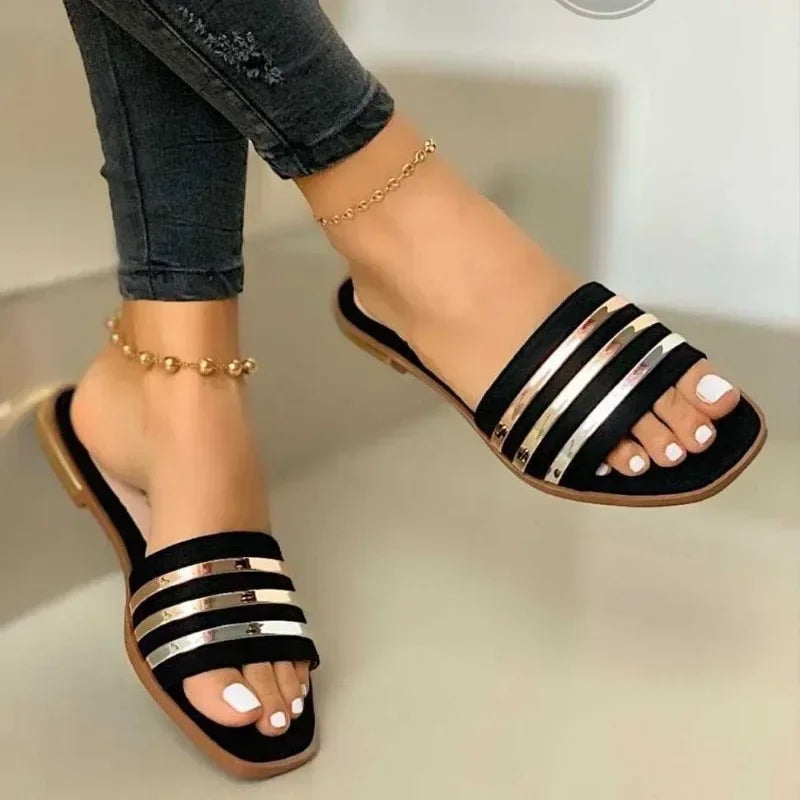 AGATHA - Dames Zomer Sandalen met Metalen Strepen