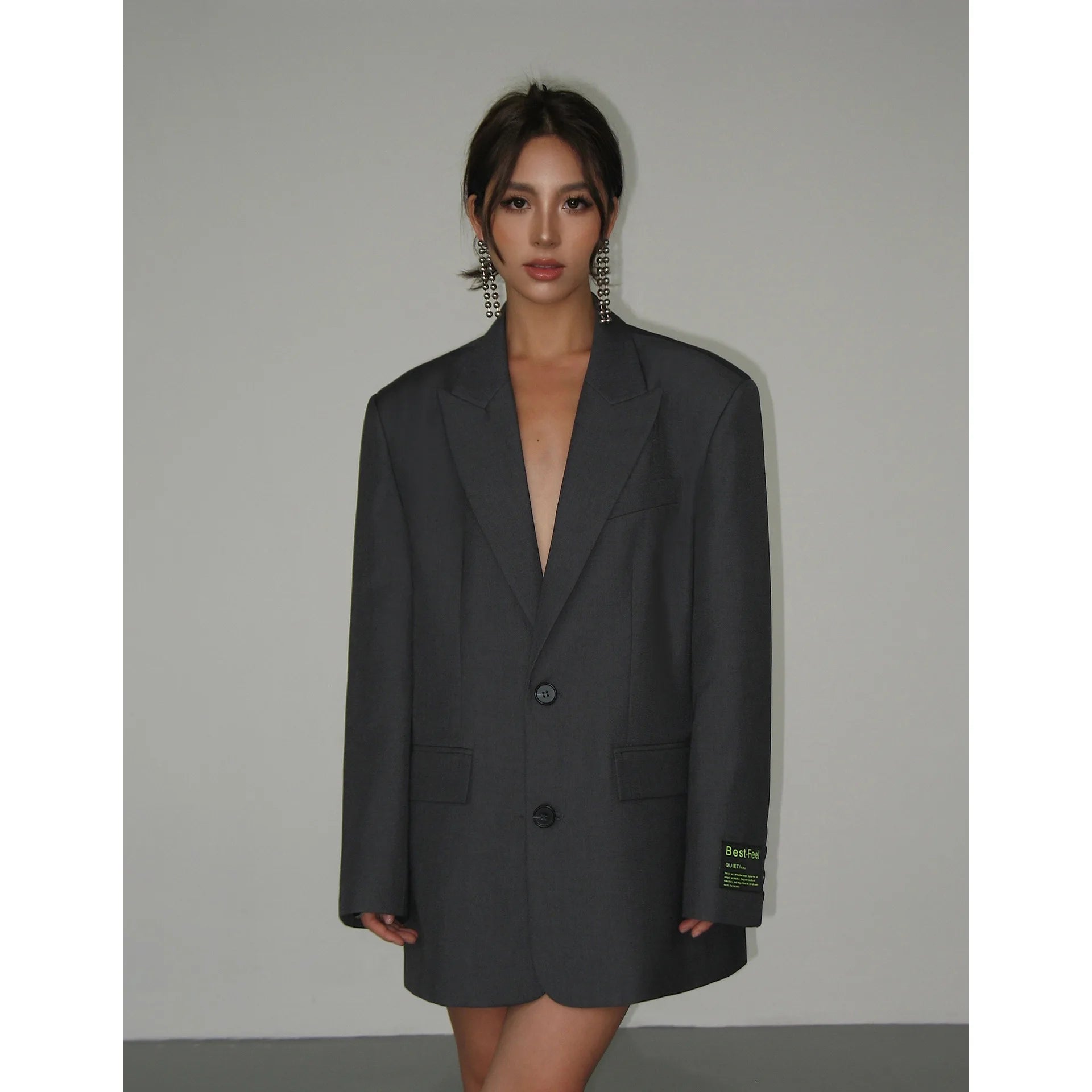YVONNE - Dames losvallende klassieke blazer met brede schouders